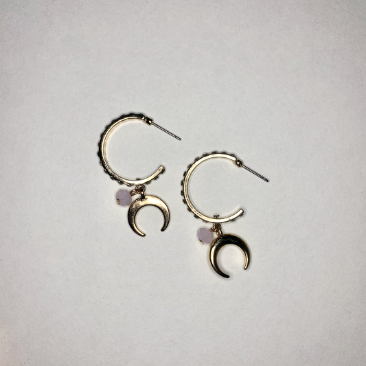 Pink Crescent Earrings